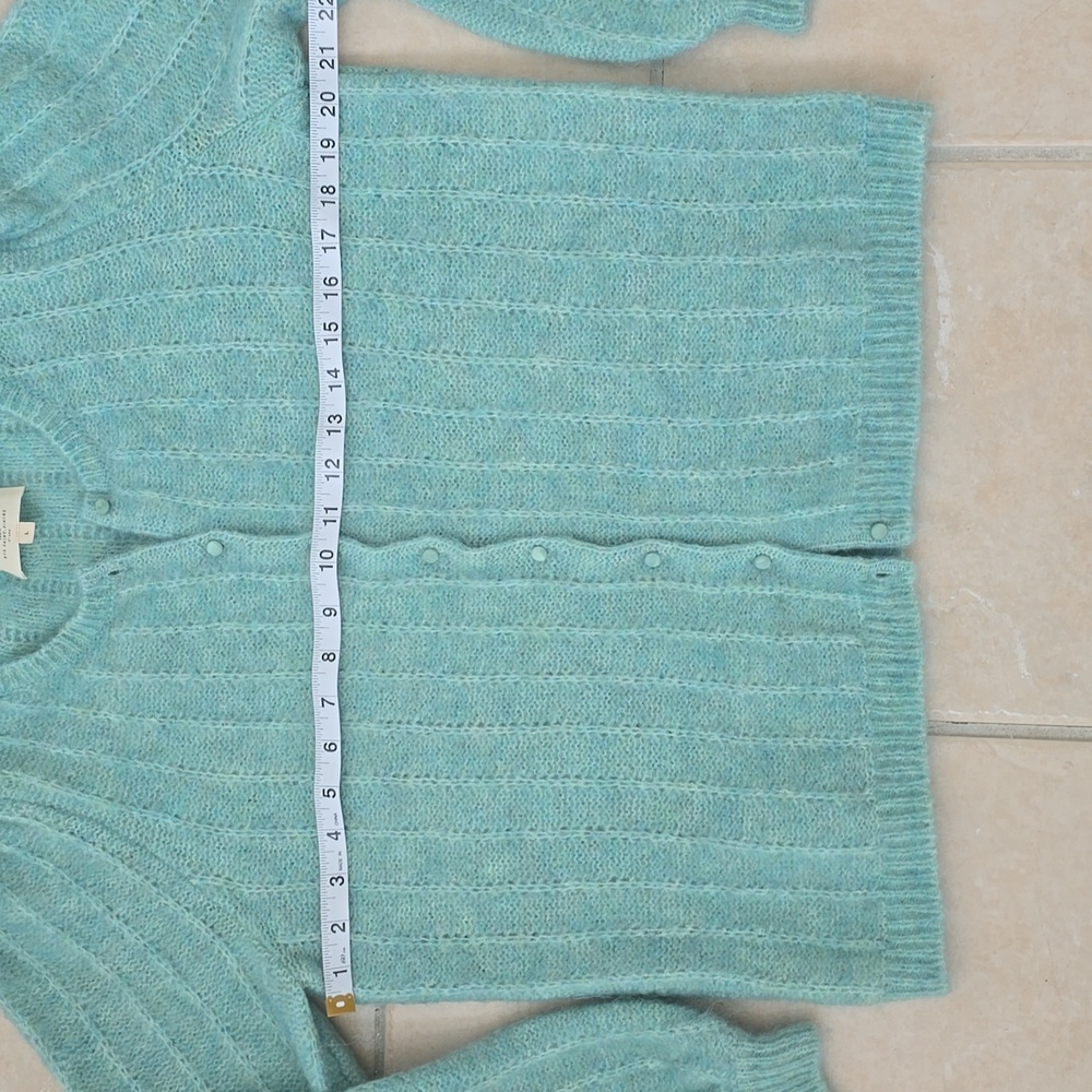 LA MAILLE SÉZANE Amance Fancy Knit Mohair Sea Green Mint Cardigan Large - Picture 12 of 13
